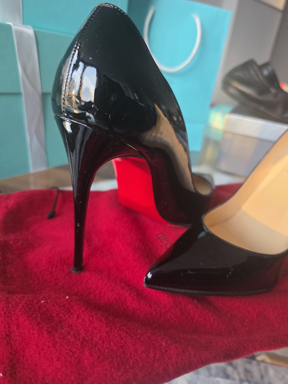 Christian Louboutin So Kate Patent Black Heels Pumps Stiletto 41.5